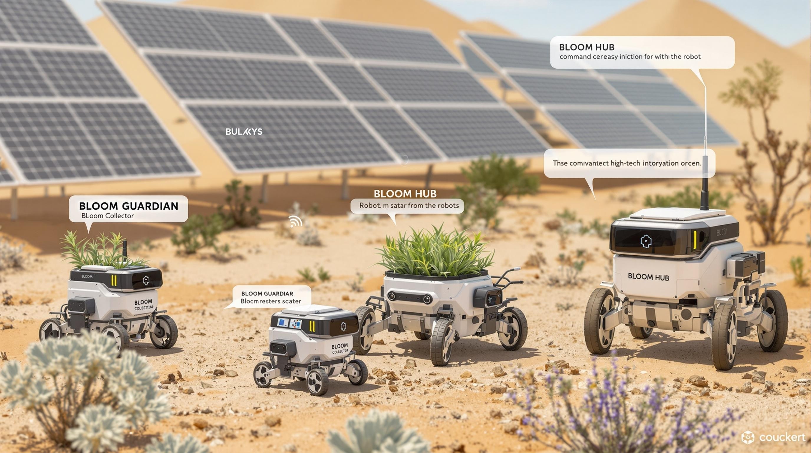 Autonomous robot fleet operating in desert environment